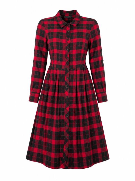 Modcloth Dresses & Skirts - ModCloth Red Black Buffalo Plaid Button Front Dress Size 2